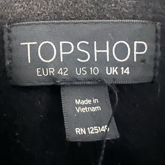 Top Shop Womens Mid Length Belted Tailored Wool Blend Pea Coat Black Sz10 - Picture 3 of 13